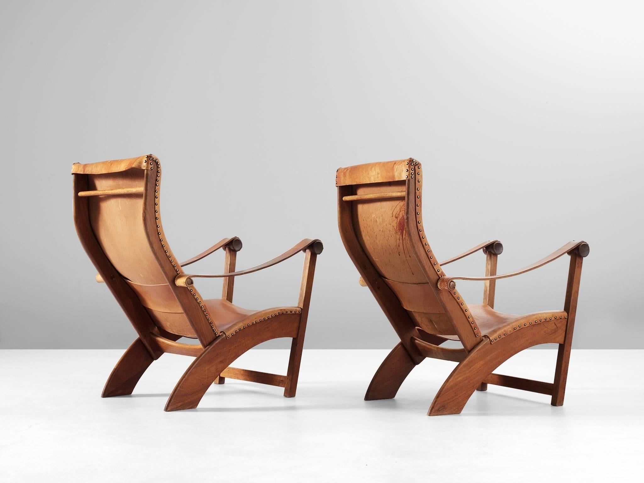Scandinavian Modern Mogens Voltelen Pair of Copenhagen Chairs in Cognac Leather