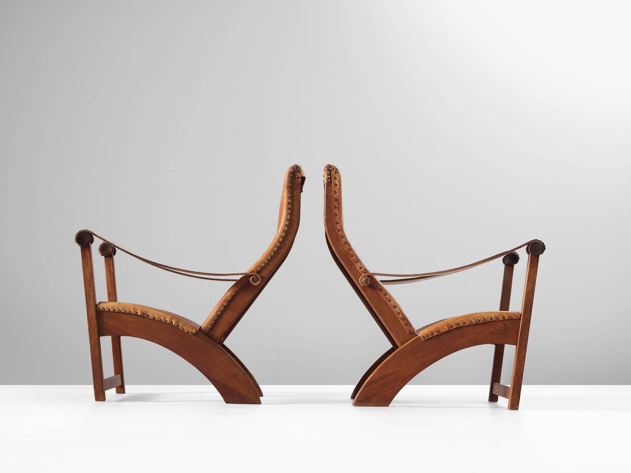 Danish Mogens Voltelen Pair of Copenhagen Chairs in Cognac Leather