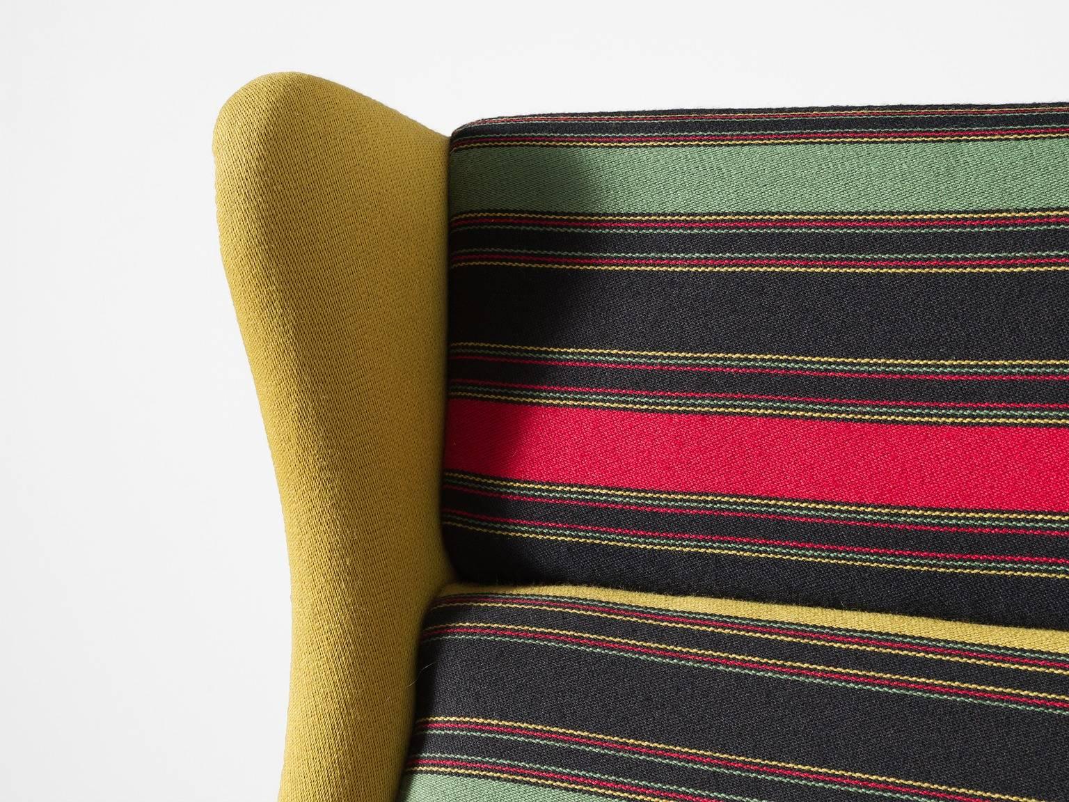 Colorful Pair of Danish Reupholstered Highback Chairs 1