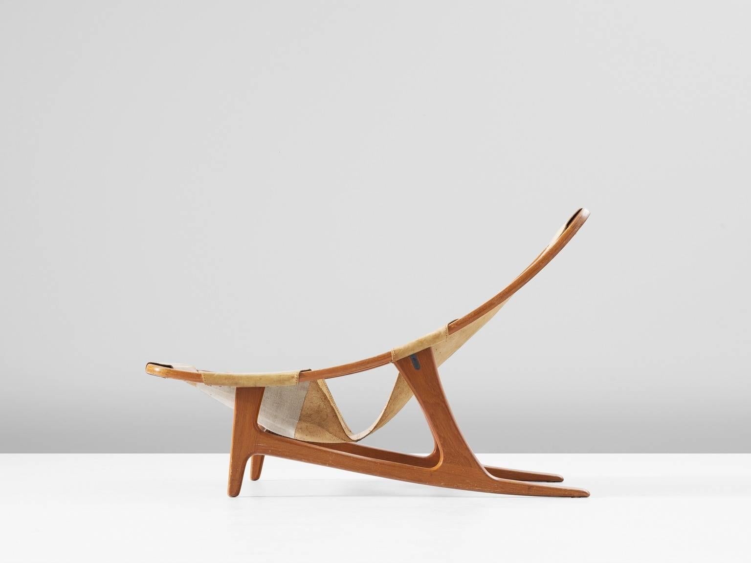 Mid-Century Modern Arne Tidemand Ruud Lounge Chair in Teak and Natural Leather