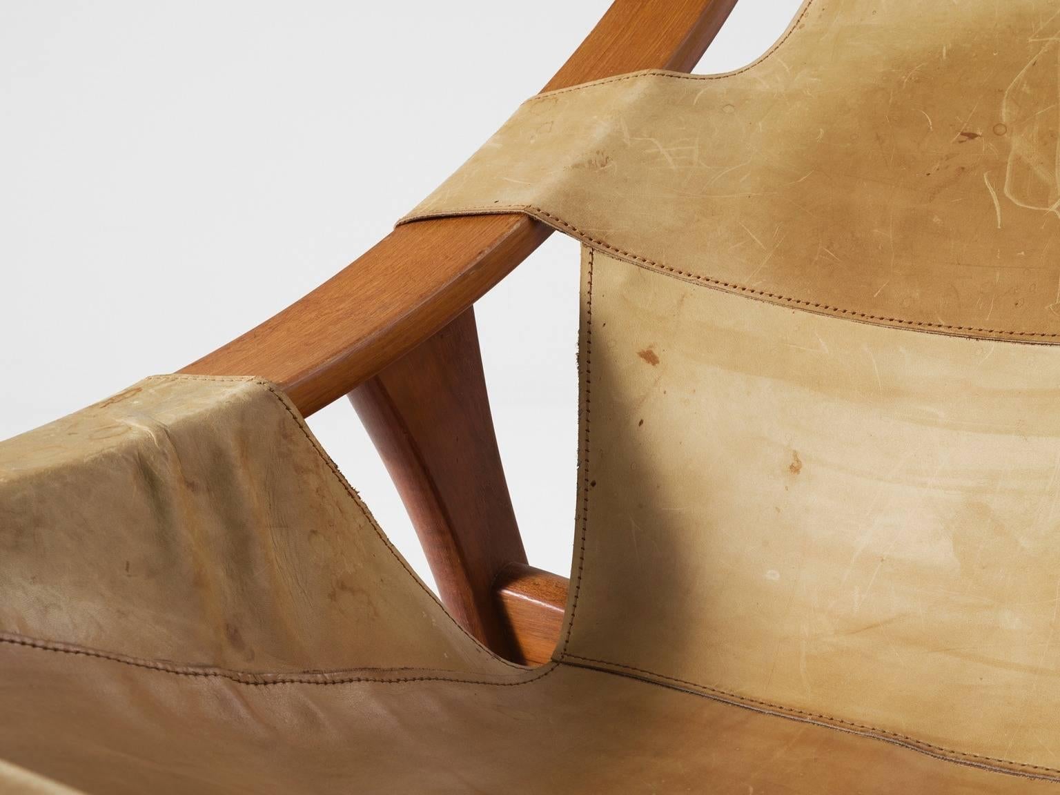 Mid-20th Century Arne Tidemand Ruud Lounge Chair in Teak and Natural Leather