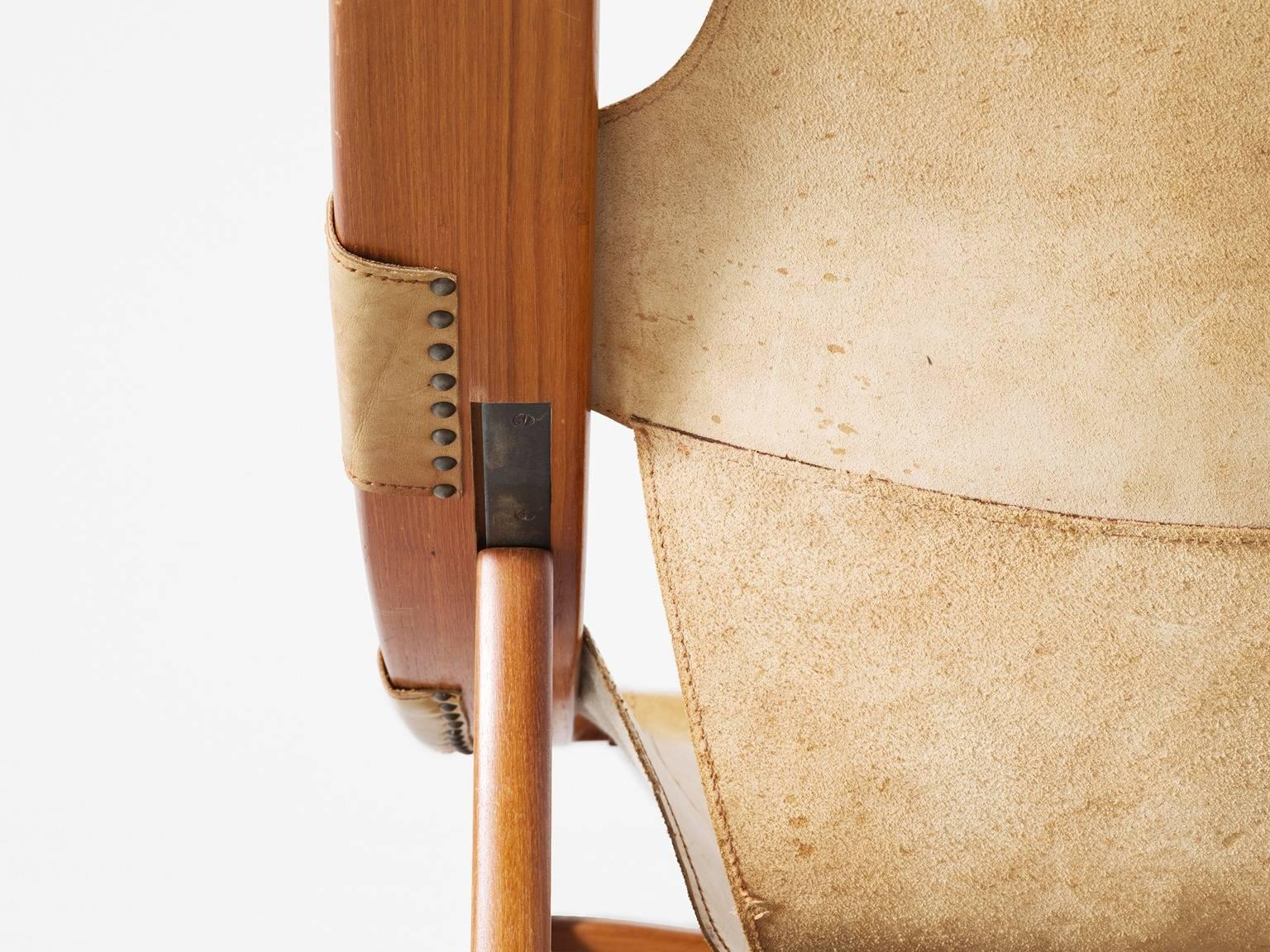 Arne Tidemand Ruud Lounge Chair in Teak and Natural Leather 1