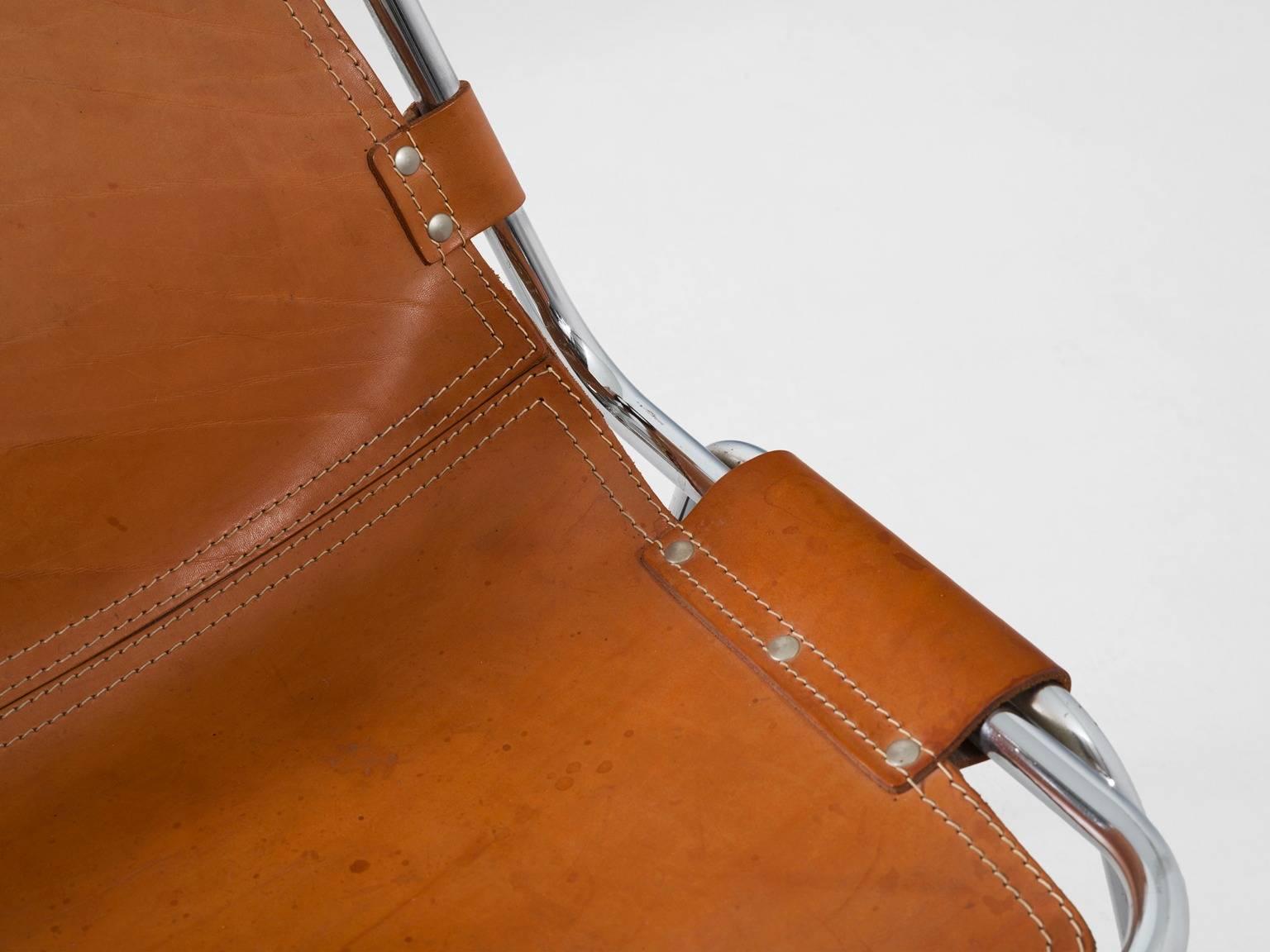Set of Eight 'Les Arcs' Chairs in Cognac Leather 1