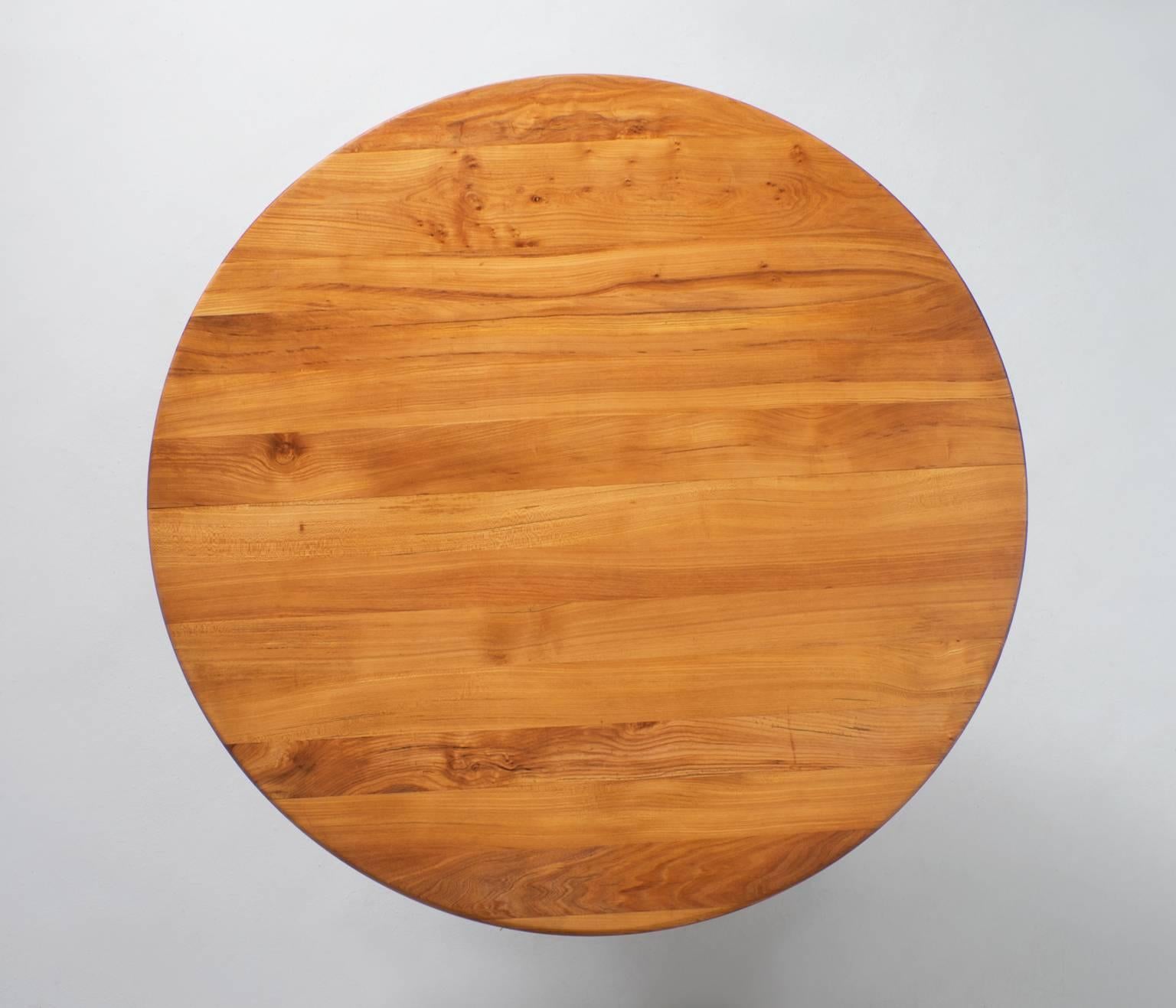 French Pierre Chapo Round Dining Table in Solid Elm