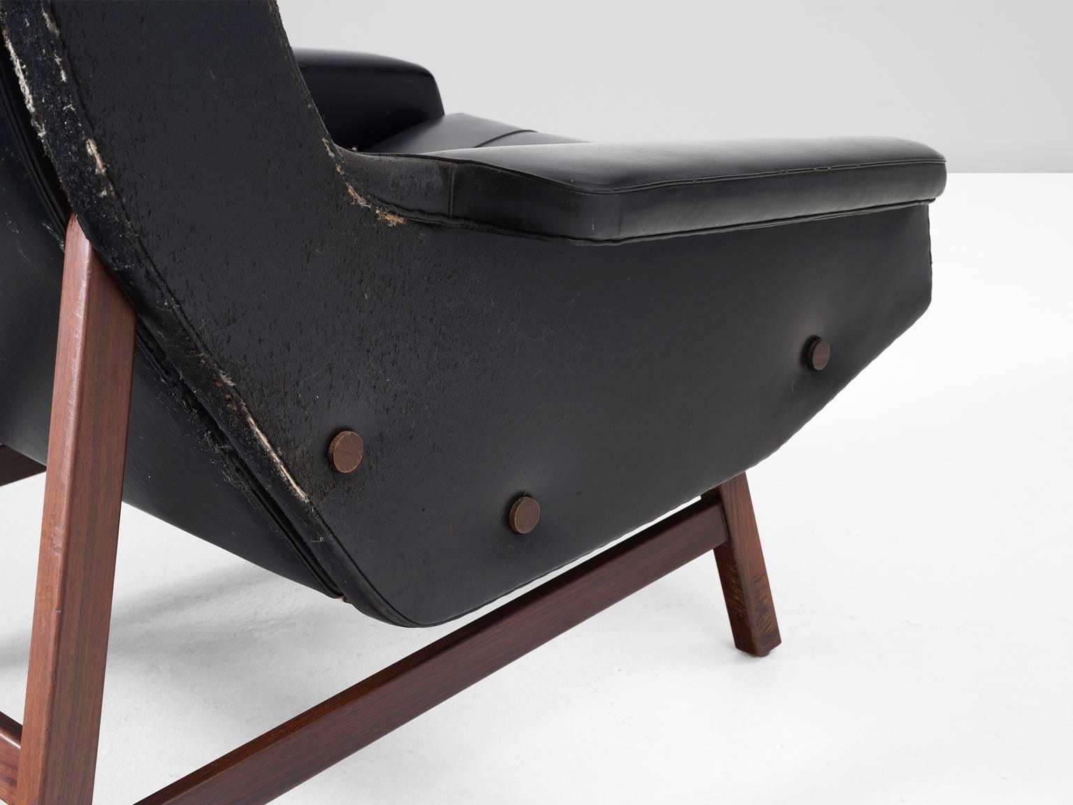 Mid-Century Modern Gianfranco Frattini, model 877, made by Cassina 1959 Lounge Chair and Ottoman
