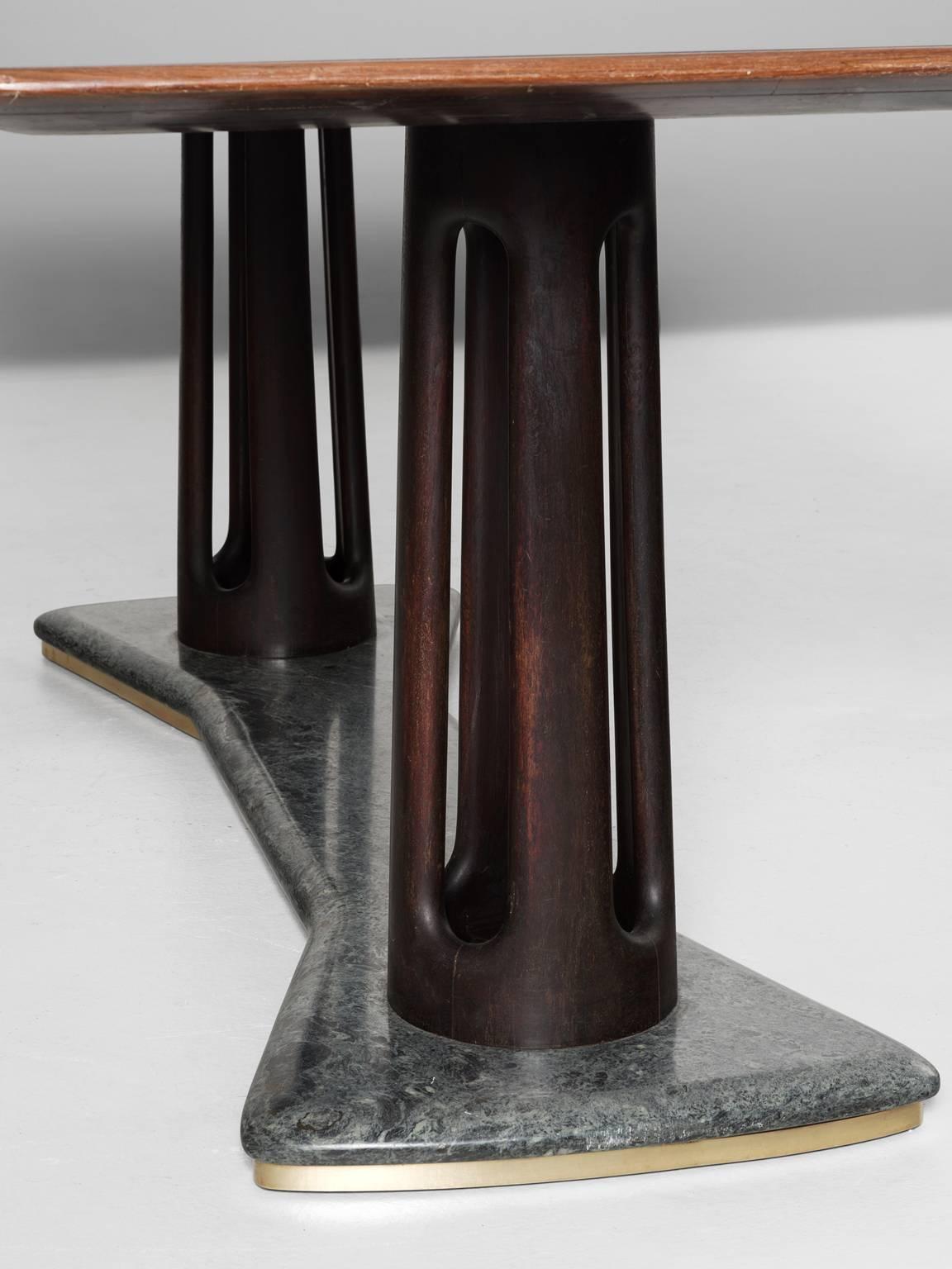 Mid-20th Century Guglielmo Ulrich Attributed Center Table in Serpentine Marble