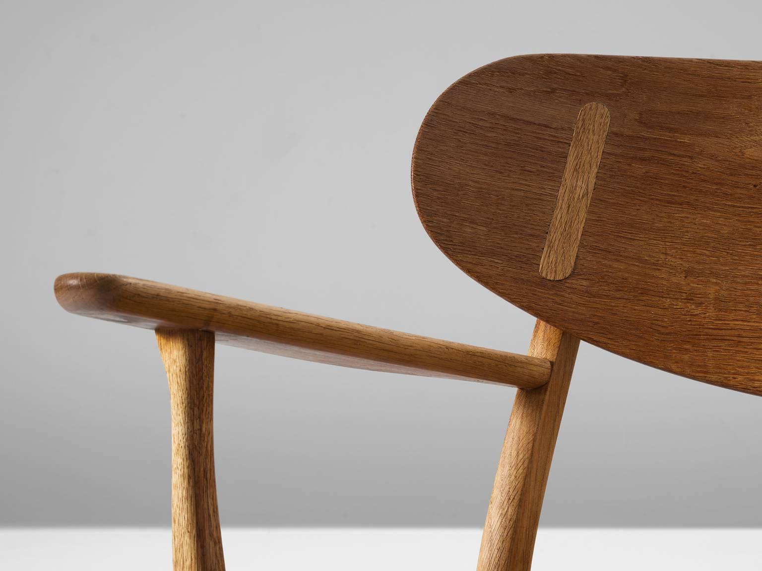 Danish Hans Wegner Early CH22 Lounge Chair in Oak