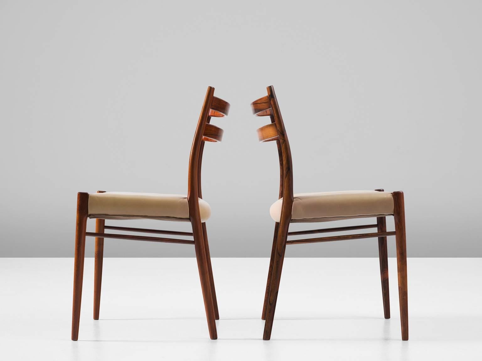 Mid-20th Century Arne Wahl Iversen Set of 12 Dining Chairs in Rosewood and Leather