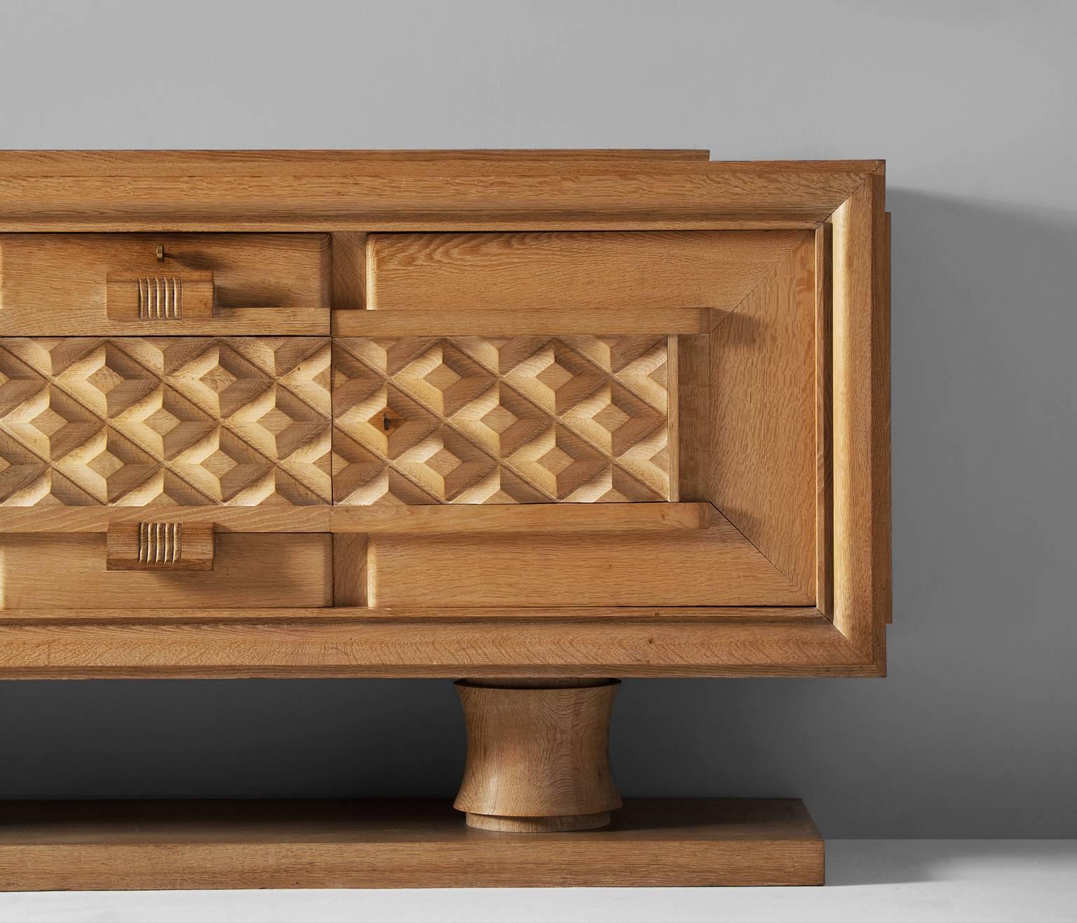 French Charles Dudouyt Oak Credenza