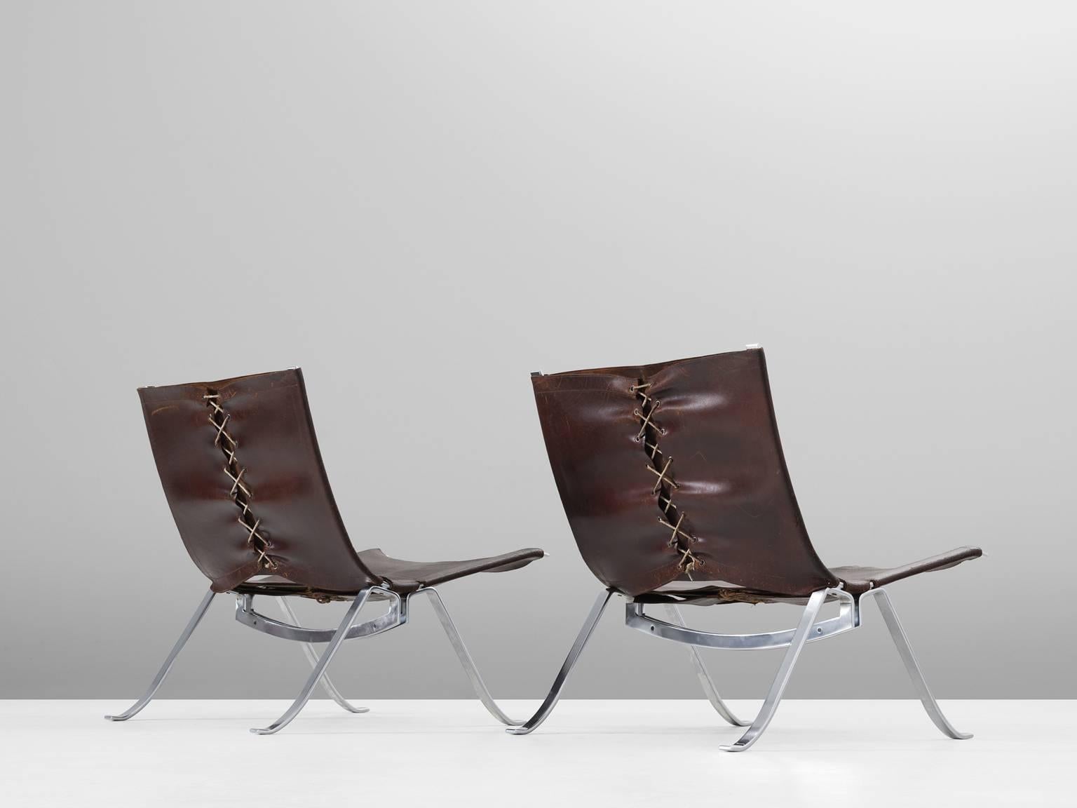 Mid-Century Modern Preben Fabricius Set of Two Easy Chairs in Dark Brown Leather