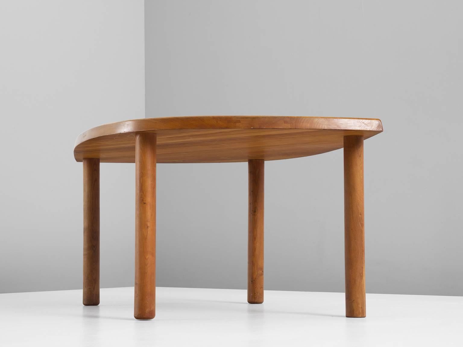 French Pierre Chapo Eye Shaped Dining Table in Solid Elm