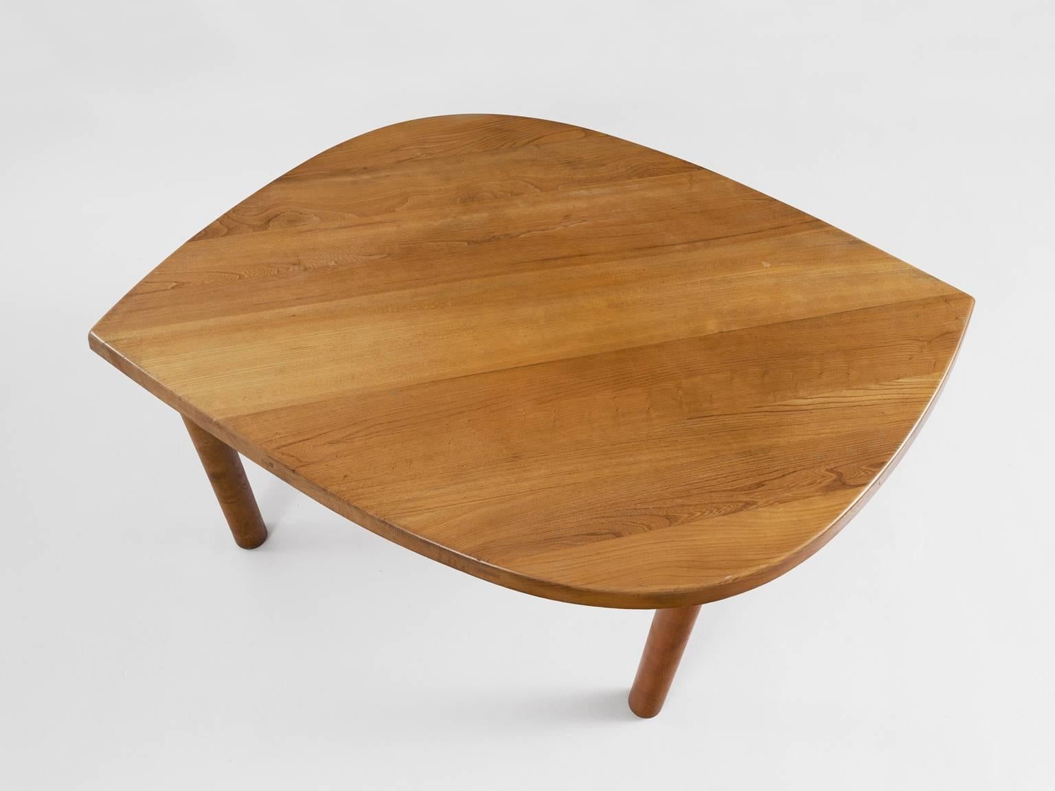 Mid-20th Century Pierre Chapo Eye Shaped Dining Table in Solid Elm