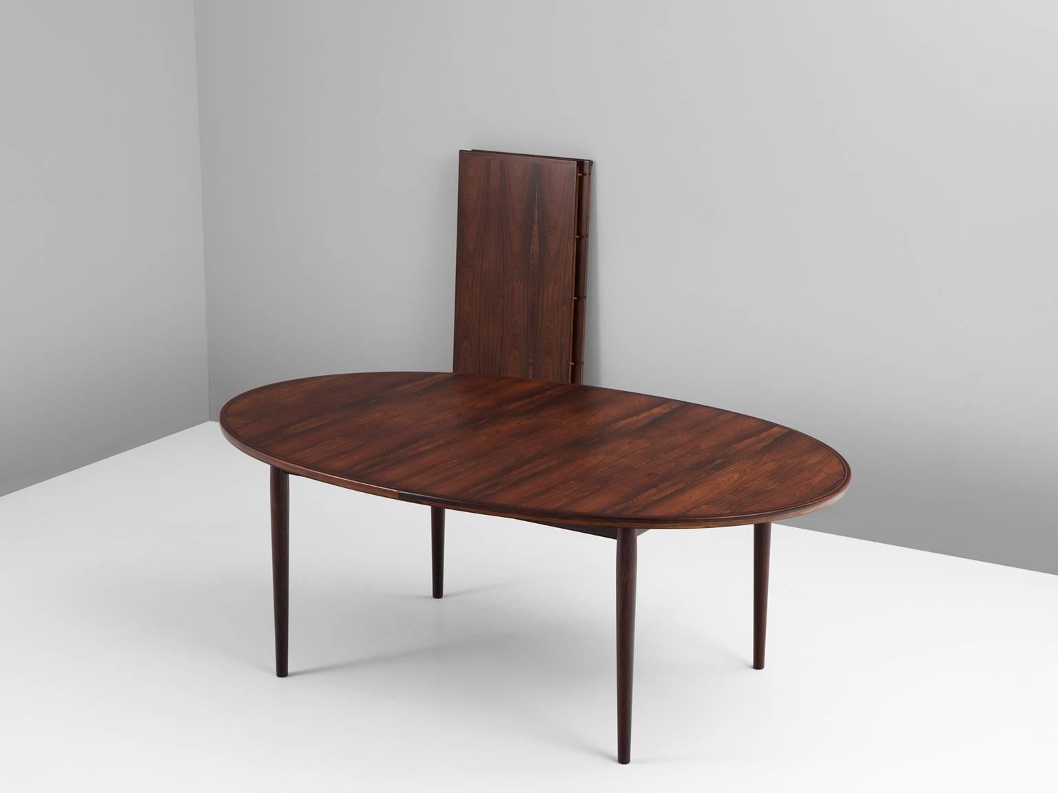 Arne Vodder Rosewood Extendable Dining Table for Sibast In Excellent Condition In Waalwijk, NL