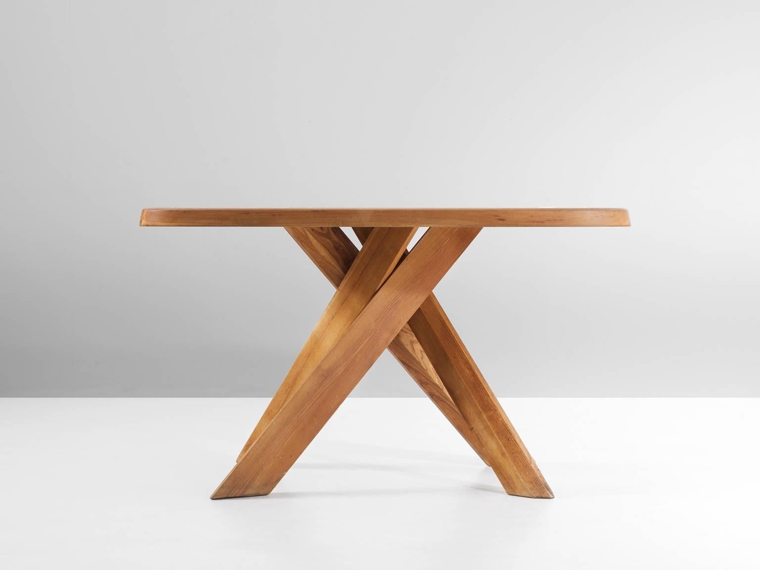 French Pierre Chapo Writing Table and Chair in Patinated Elm