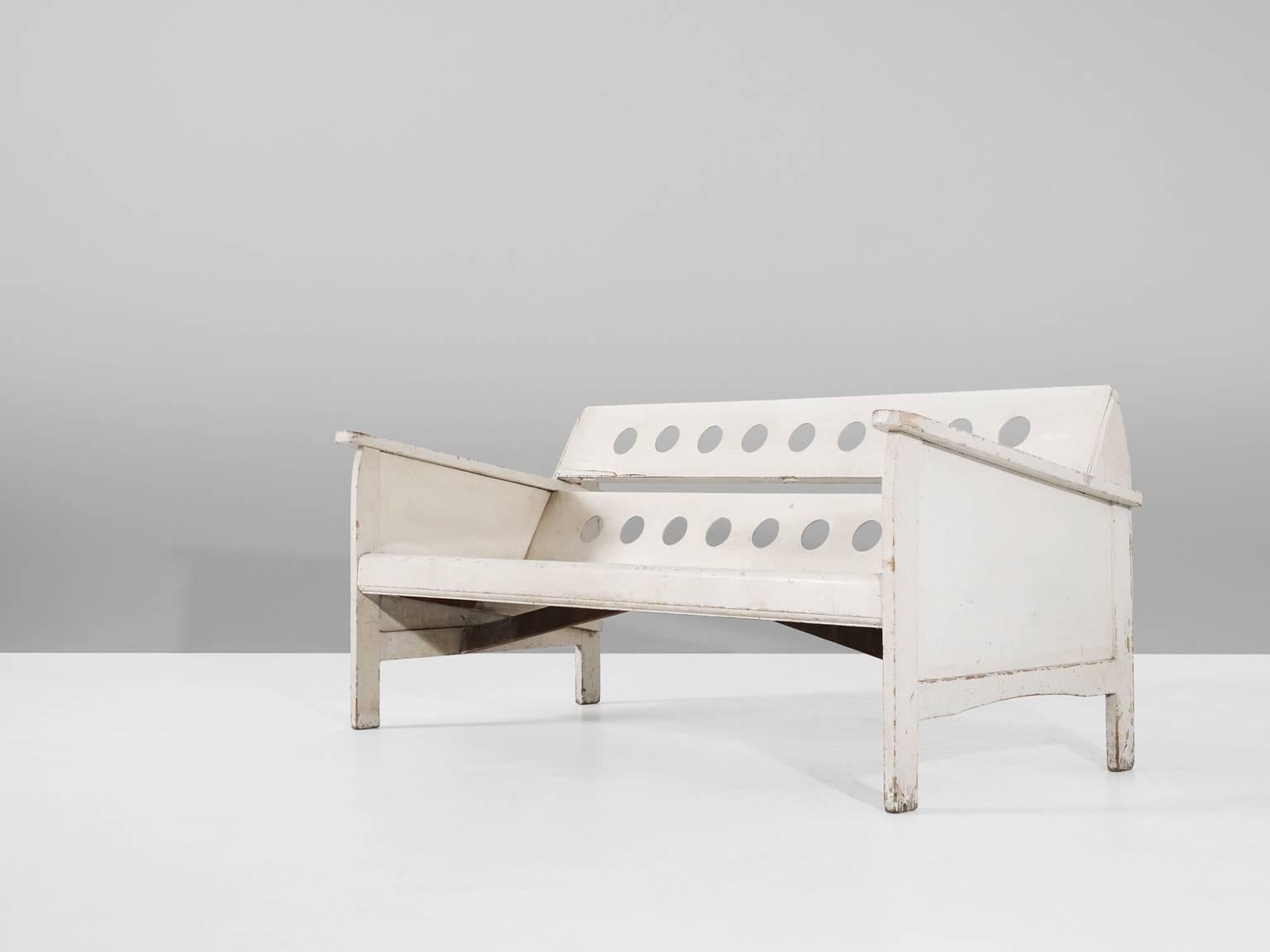 Mid-Century Modern Jan Cocks White Lacquered Wooden Bench