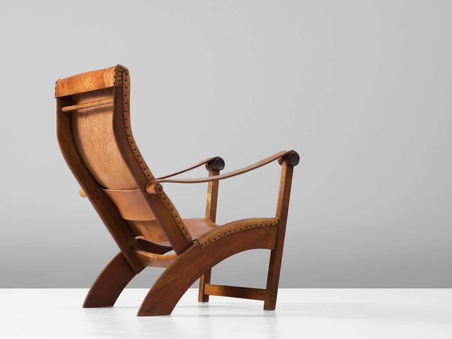Scandinavian Modern Mogens Voltelen Copenhagen Chair in Mahogany and Cognac Leather