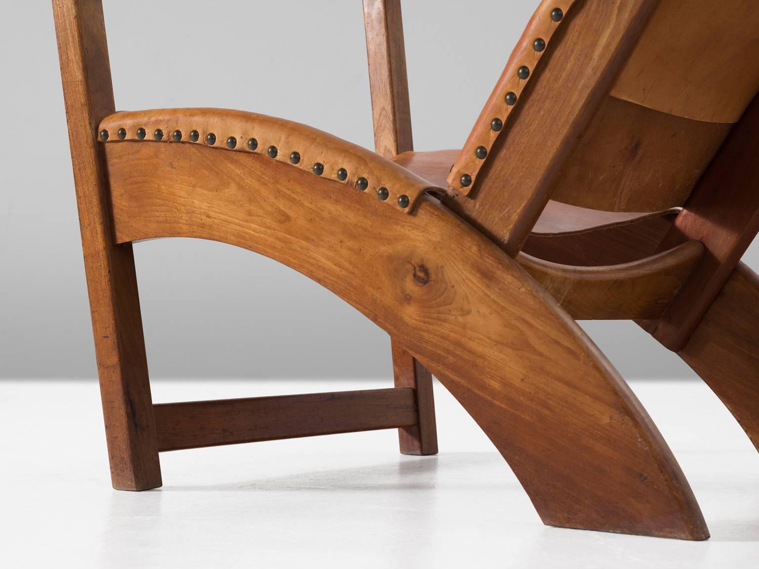 Mid-20th Century Mogens Voltelen Copenhagen Chair in Mahogany and Cognac Leather