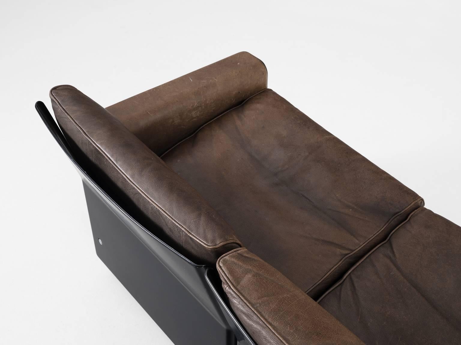 Mid-Century Modern Dieter Rams '620' Sofa in Patinated Brown Leather for Vitsoe