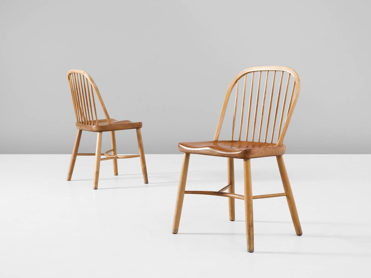 Danish Palle Suenson Set of Six Spindle Back Chairs