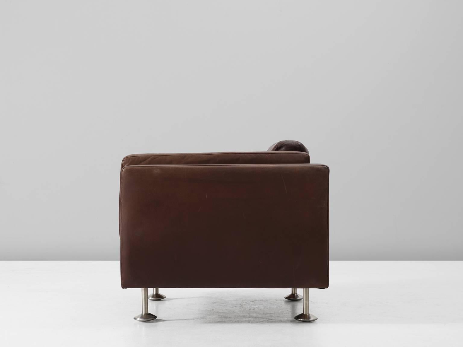 Mid-Century Modern Illum Wikkelsø Brown Leather Club Chair