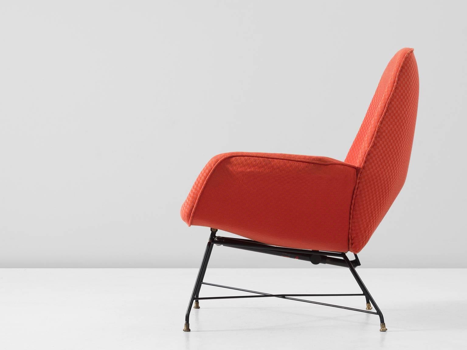 Augusto Bozzi Adjustable Orange Lounge Chair for Saporiti In Excellent Condition In Waalwijk, NL