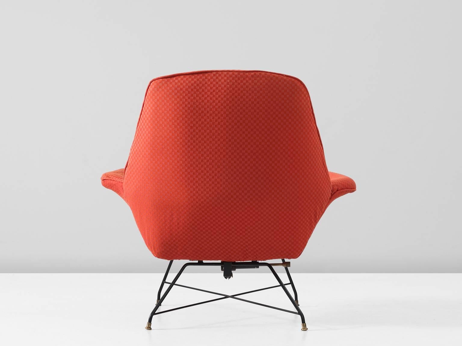 Mid-20th Century Augusto Bozzi Adjustable Orange Lounge Chair for Saporiti