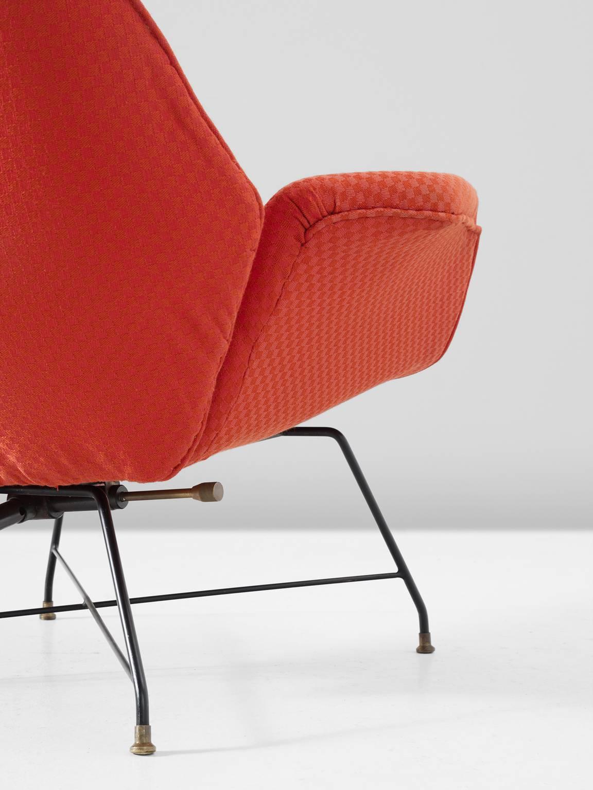 Augusto Bozzi Adjustable Orange Lounge Chair for Saporiti 2