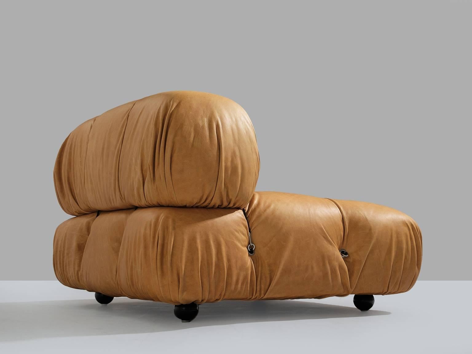 Late 20th Century Mario Bellini Reupholstered 'Camaleonda' Modular Sofa in Cognac Leather