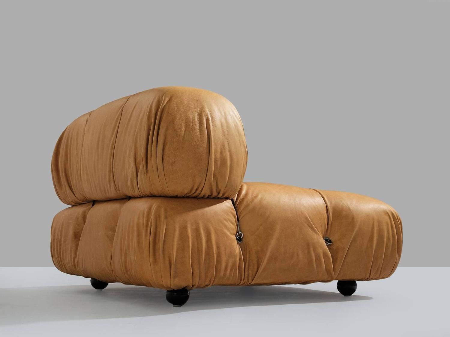 Mario Bellini Reupholstered 'Camaleonda' Modular Sofa in Cognac Leather ...