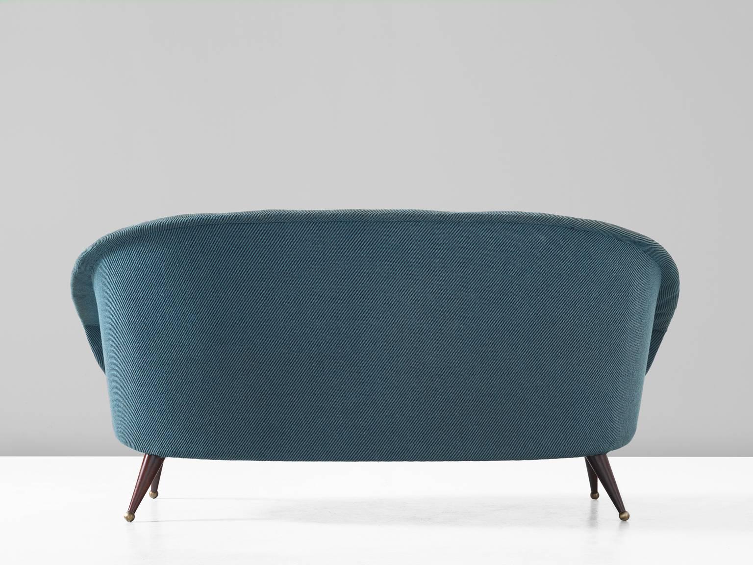 Swedish Folke Jansson Blue Petrol Sofa +  two chairs to reupholster