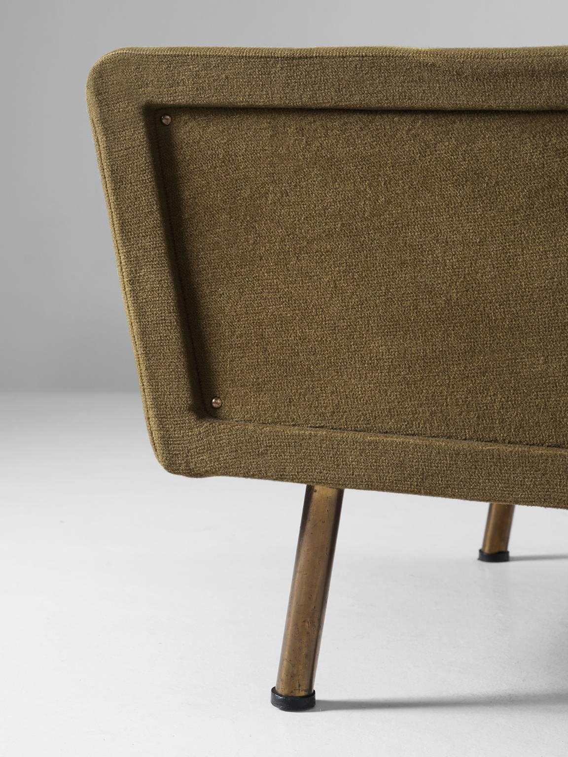 Mid-20th Century Italian Lounge Chair in Olive-Green Upholstery