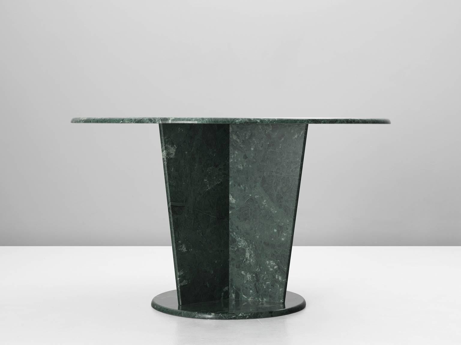 Mid-Century Modern Round Green Marble Center Table