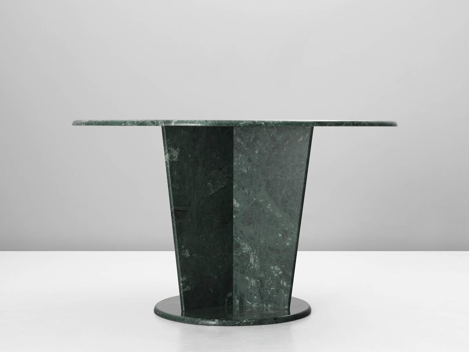 Mid-Century Modern Round Green Marble Center Table 