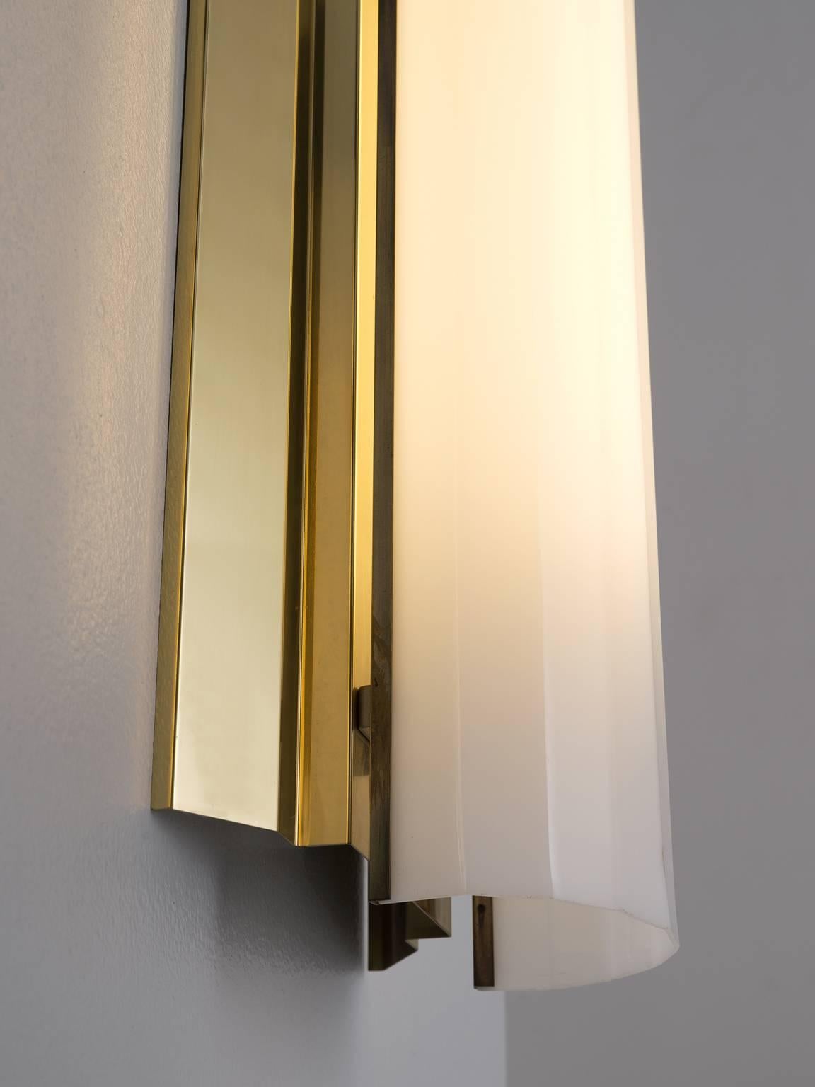 Late 20th Century Set of Three Large Swedish Wall Lights in Brass