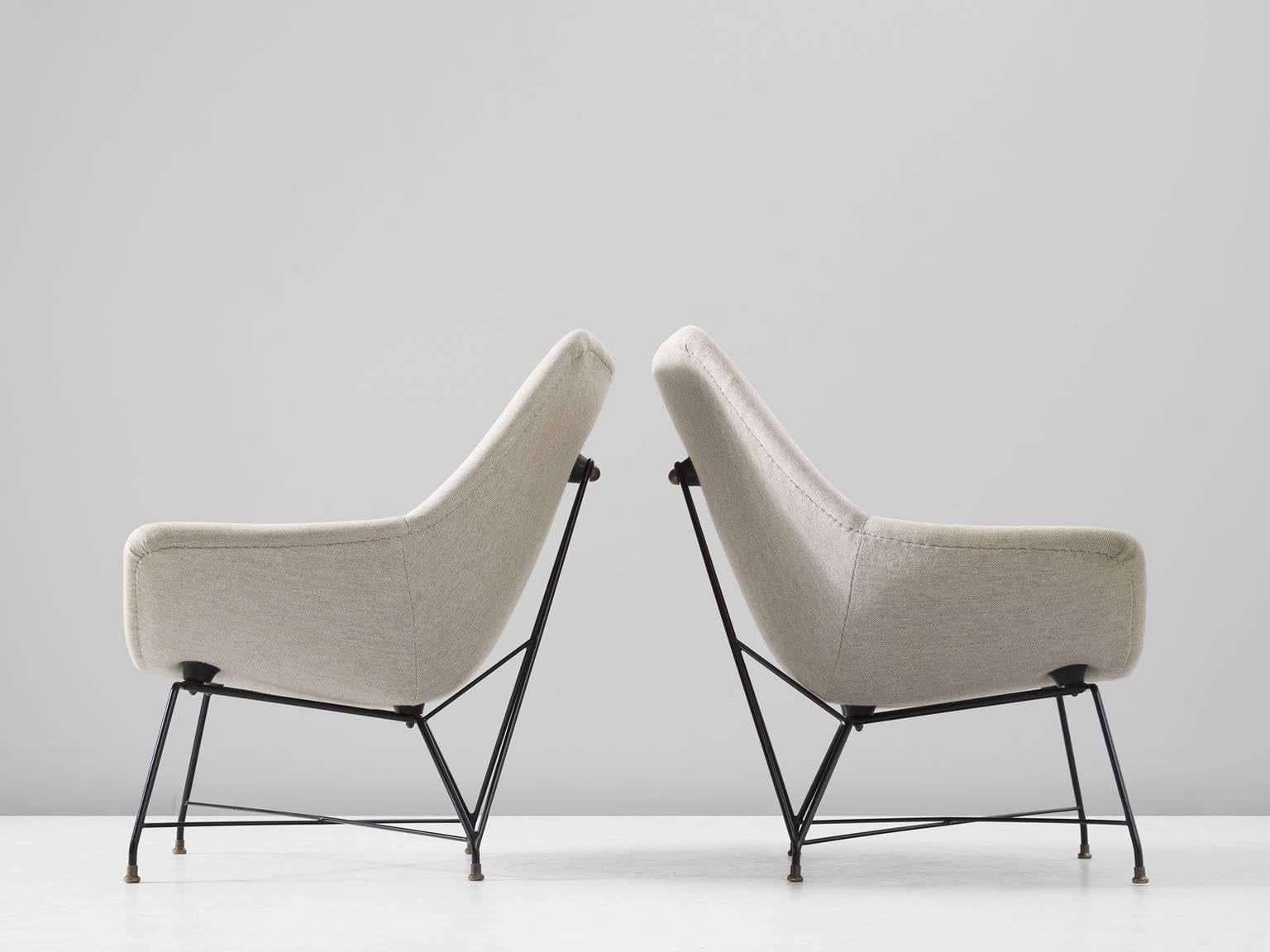 Mid-Century Modern Augusto Bozzi Pair of Easy Chairs for Saporiti