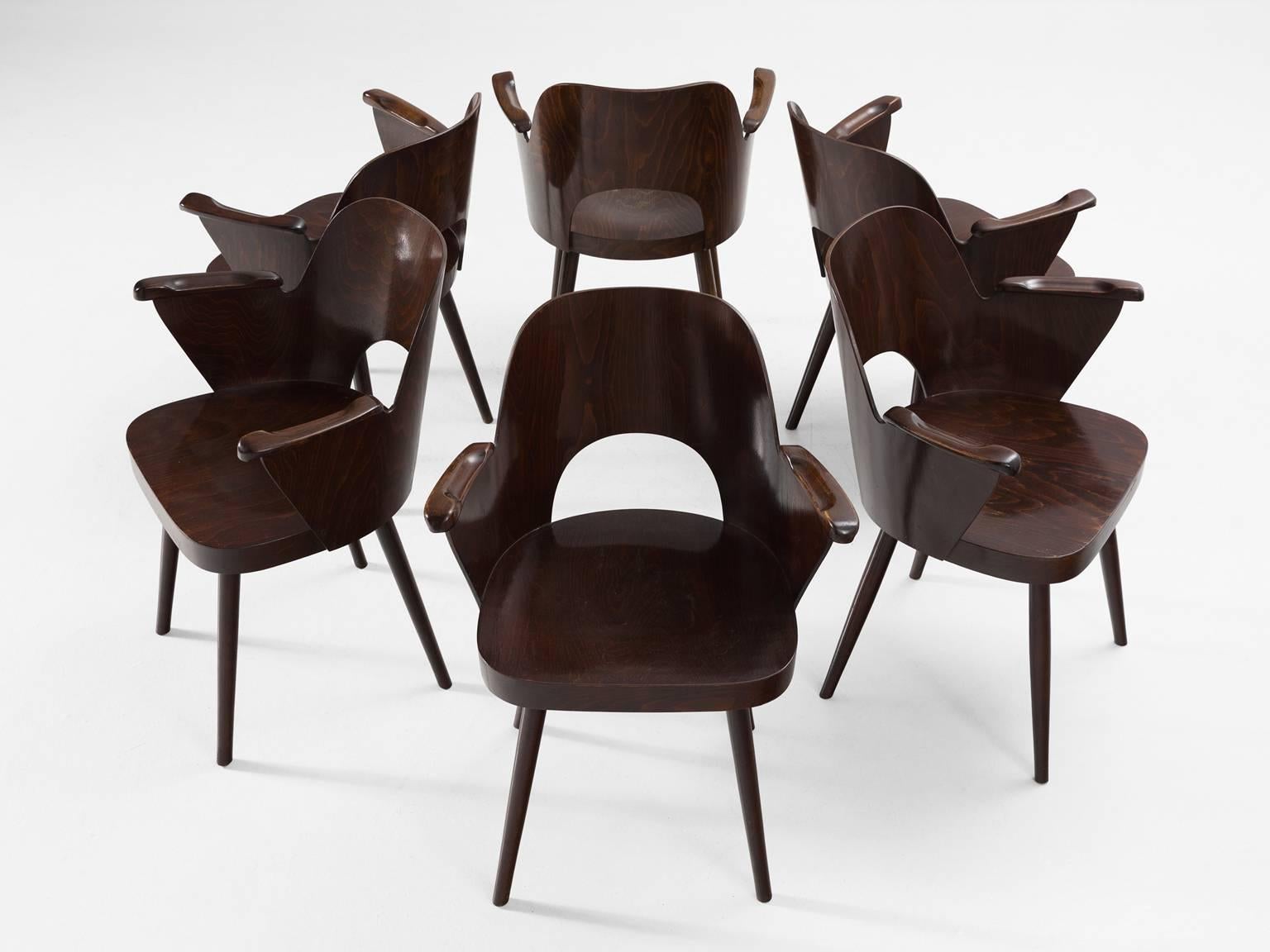 Mid-Century Modern Oswald Haerdtl Set of Six Armchairs for Thonet