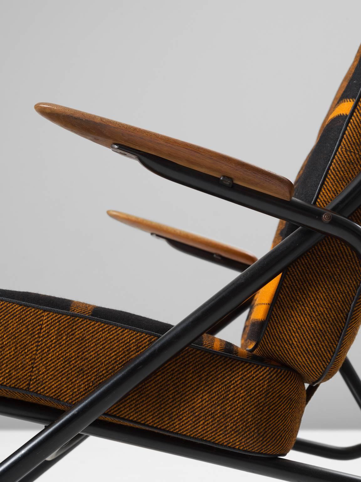 Fabric Hans Wegner 'GE215' Sawbuck Lounge Chair with Original Upholstery