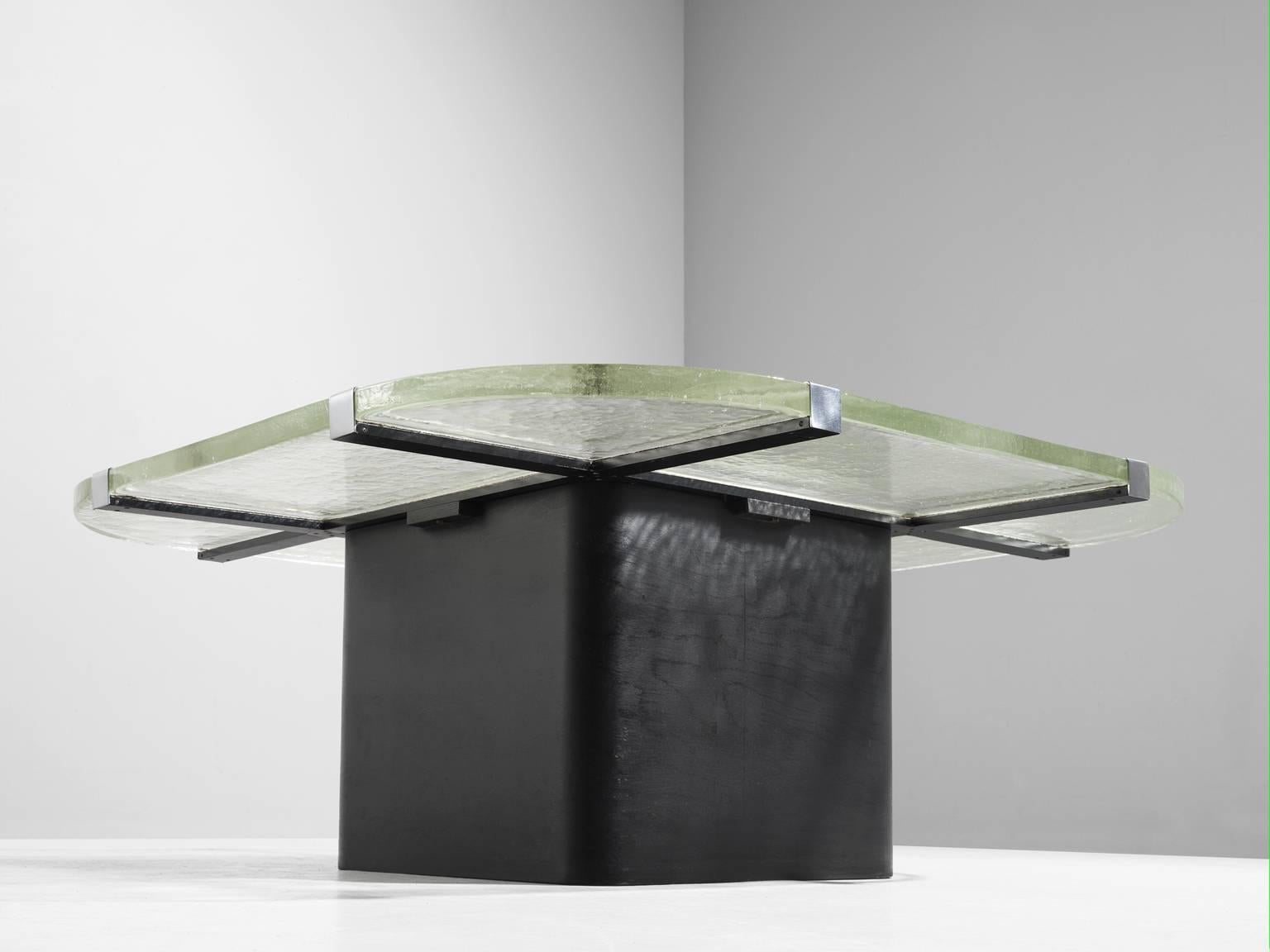 Mid-Century Modern Coffee Table in Structured Glass and Metal for De Sede, Switzerland
