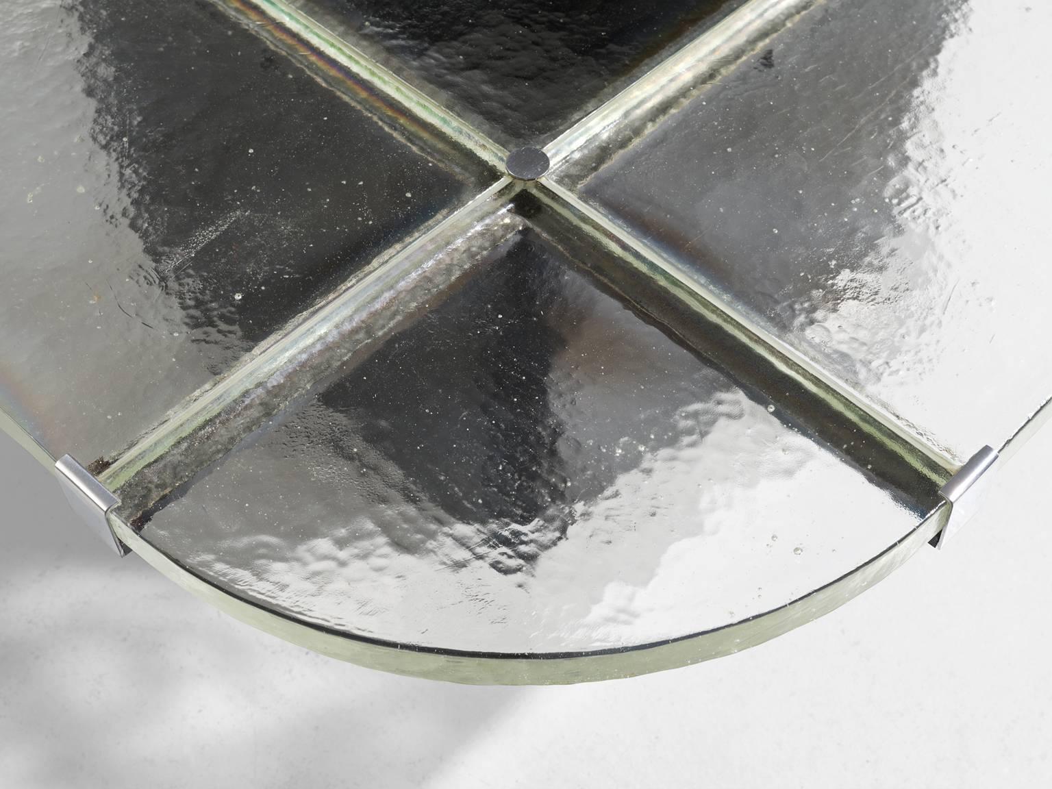 Swiss Coffee Table in Structured Glass and Metal for De Sede, Switzerland