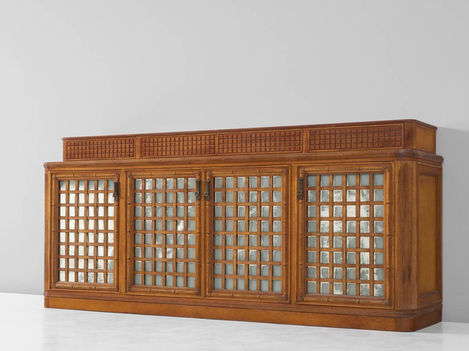 Mid-Century Modern Italian Sideboard in Walnut with Glass Doors for Giorgetti