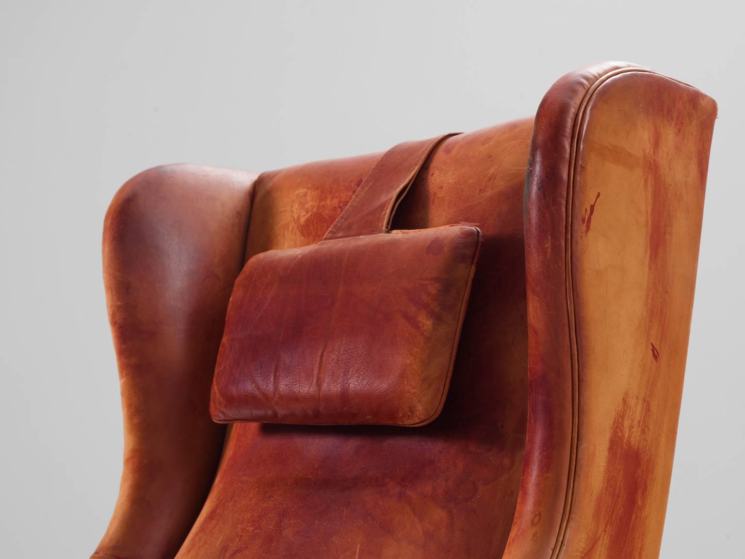 leather wingback chair with ottoman