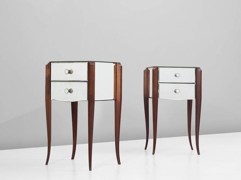 Pair of French Art Deco Mirrored Nightstands at 1stdibs