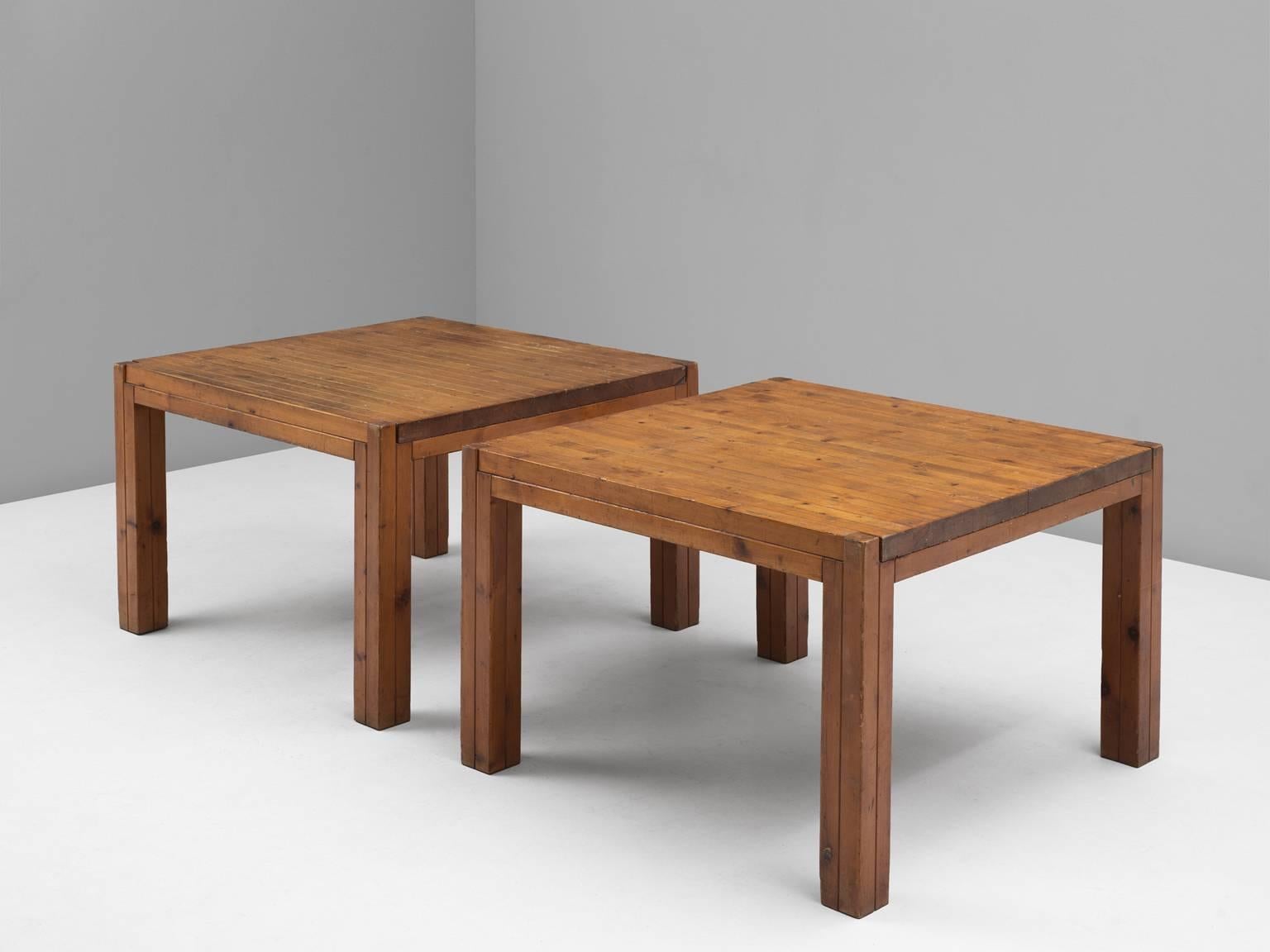 Mid-Century Modern Set of Two Italian Dining Tables in Patinated Pinewood