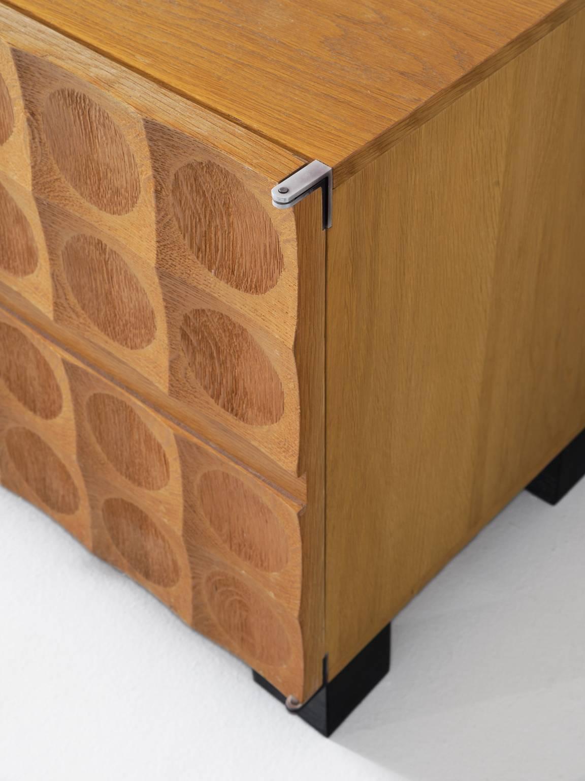 Mid-Century Modern De Coene Blond Brutalist Credenza in Oak