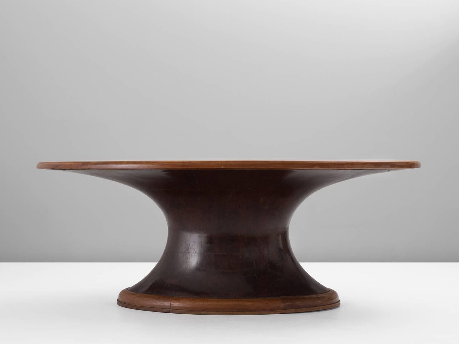 Italian Art Deco Table in Burl and Walnut