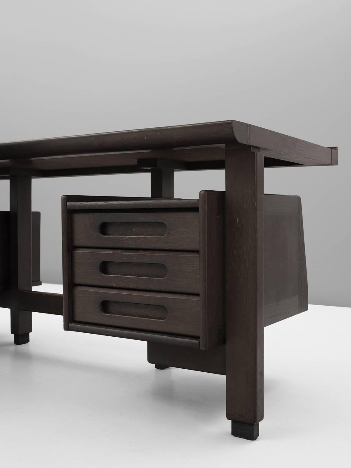 Guillerme & Chambron Executive Desk in Dark Stained Oak 1