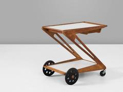 Cees Braakman Z-Shaped Bar Trolley in Solid Oak