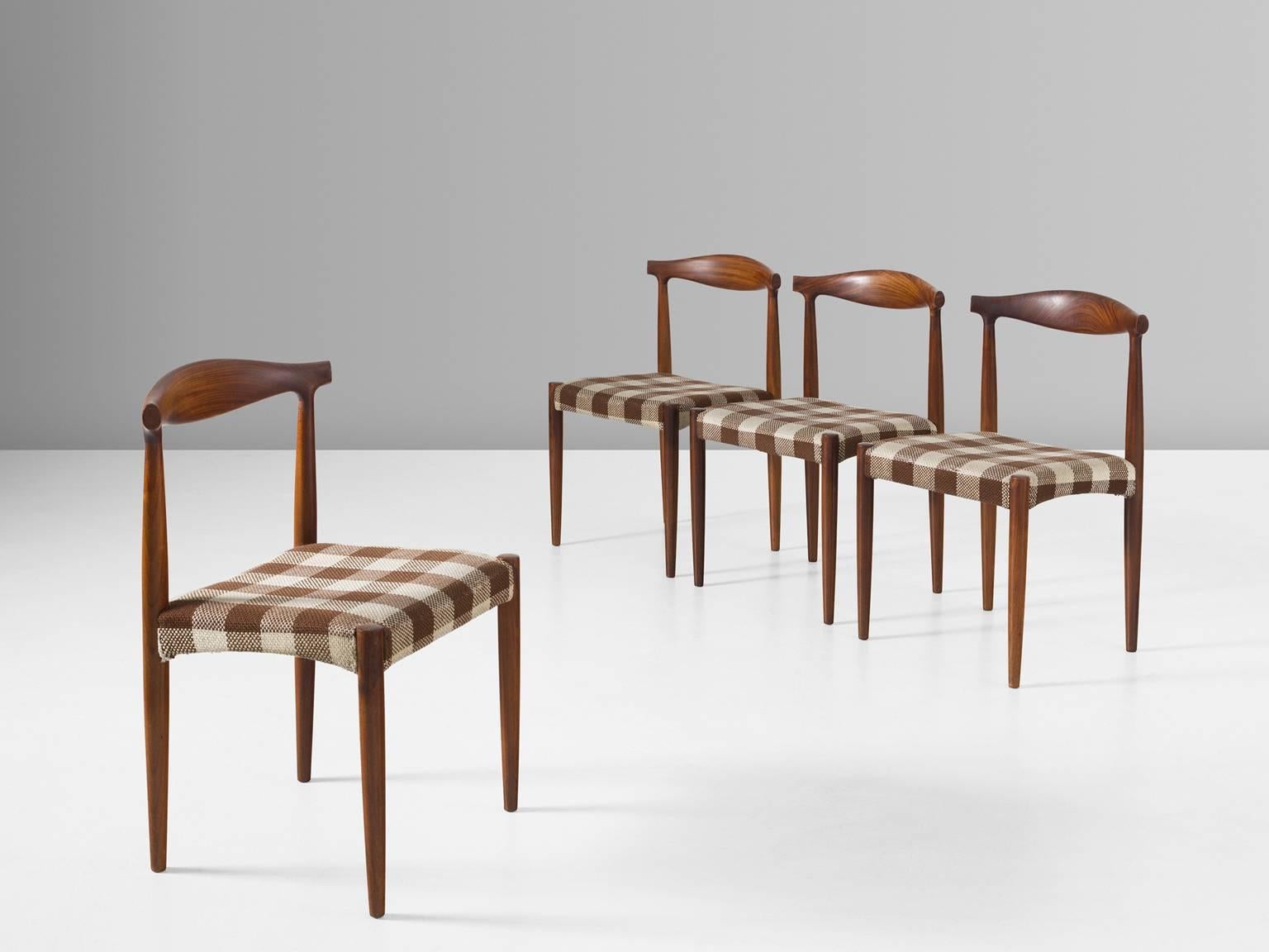 Mid-Century Modern Set of Four Danish Dining Room Chairs in Rosewood
