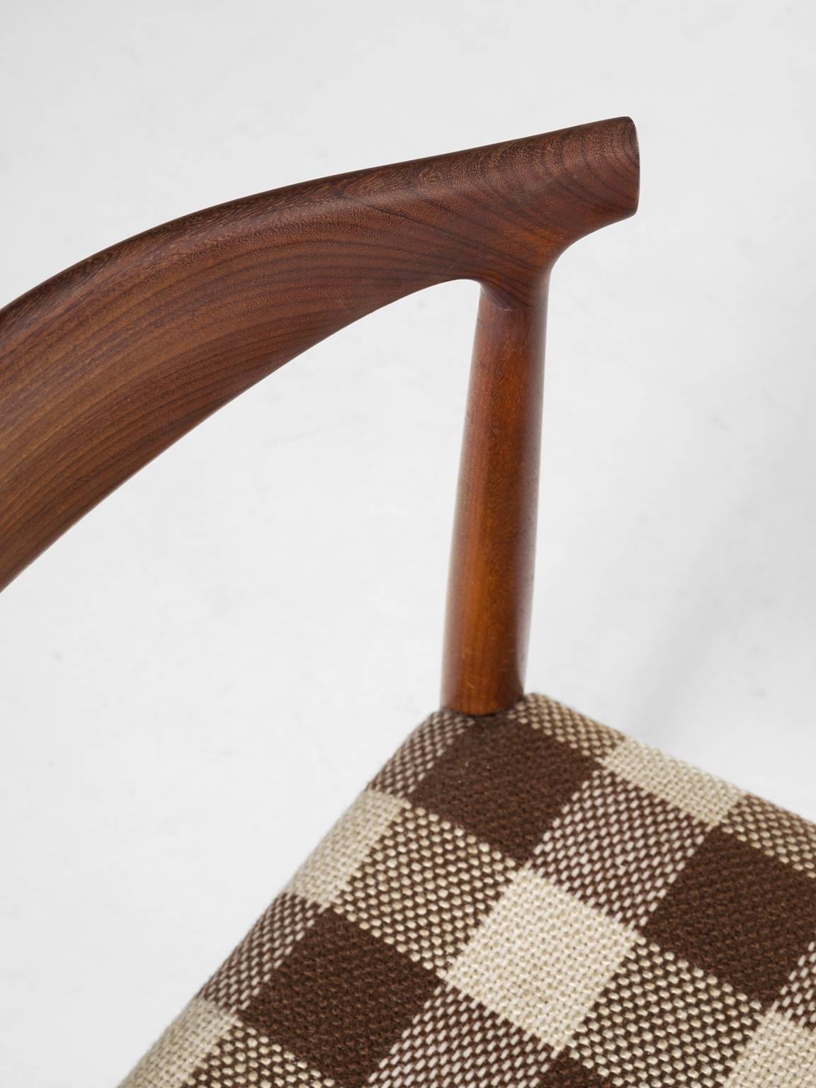 Fabric Set of Four Danish Dining Room Chairs in Rosewood
