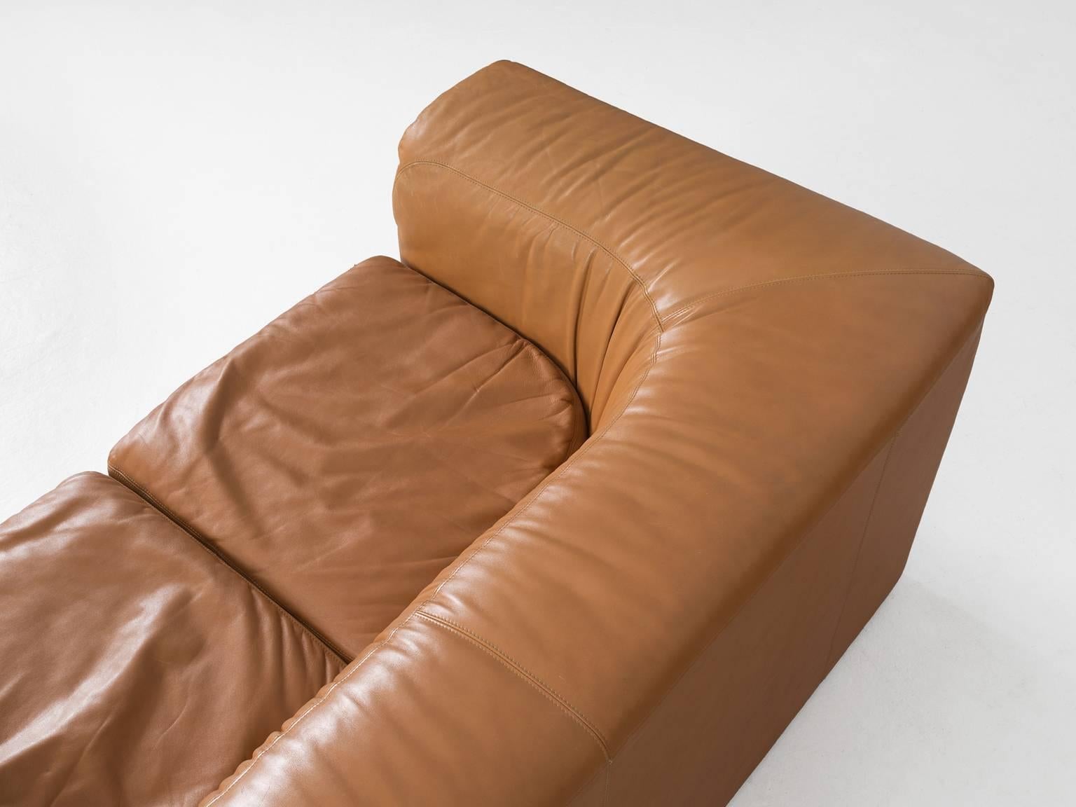 Cognac Leather Living Room Set  In Good Condition In Waalwijk, NL